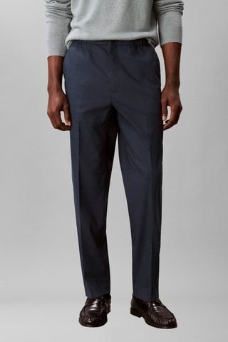 Pantalon tapered en lin - Bleu marine