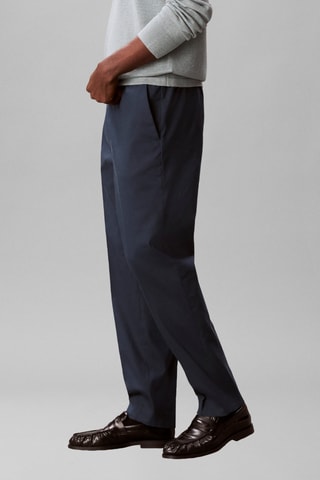 Pantalon tapered en lin - Bleu marine