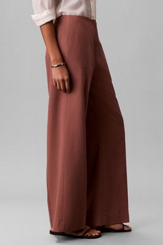 Pantalon wide legs taille haute - Marron