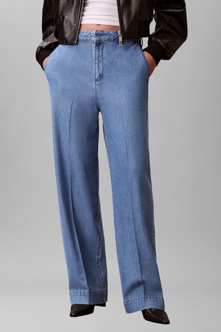 Jean taille haute relaxed straight - Bleu