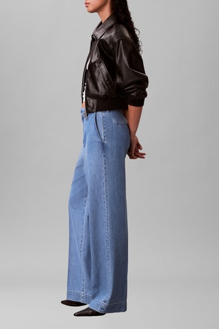 Jean taille haute relaxed straight - Bleu