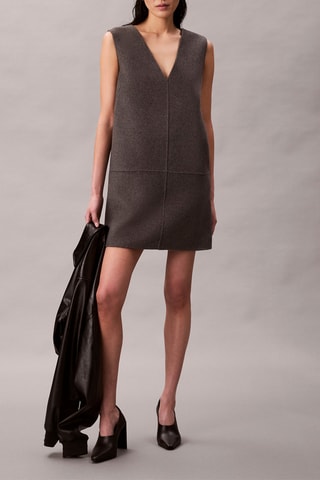 Robe droite en laine - Gris foncé