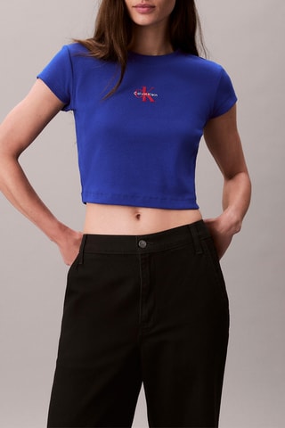 T-shirt cropped - Bleu cobalt