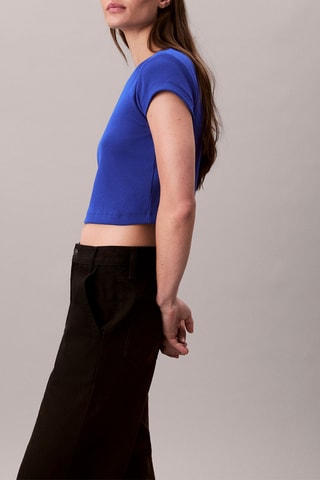 T-shirt cropped - Bleu cobalt
