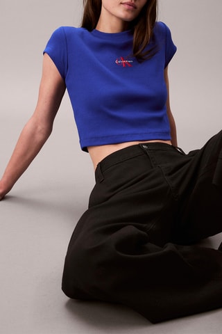 T-shirt cropped - Bleu cobalt