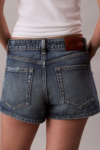 Short taille haute en jean - Bleu-gris