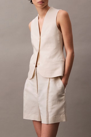 Short en lin - Blanc cassé
