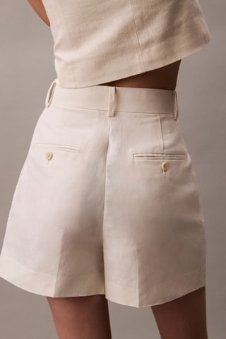 Short en lin - Blanc cassé