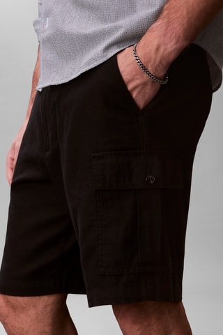 Short cargo regular en lin - Noir