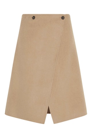 Jupe portefeuille en laine - Beige