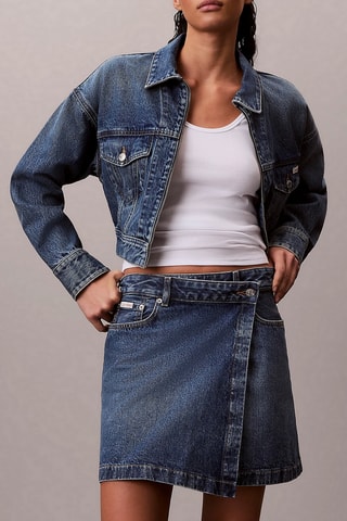 Minijupe portefeuille en jean - Bleu foncé