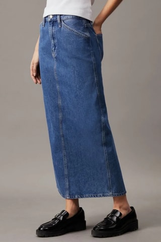 Jupe droite en jean - Bleu marine