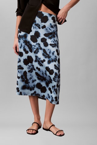 Jupe midi taille haute - Bleu