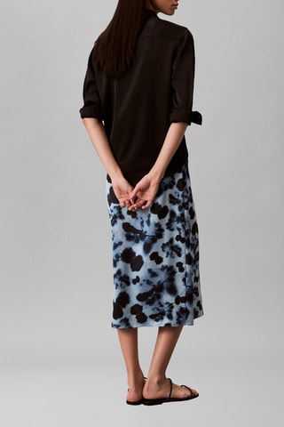 Jupe midi taille haute - Bleu