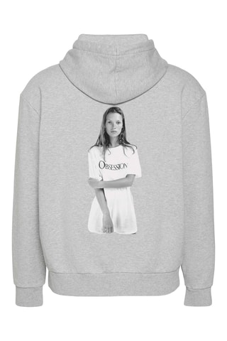 Sweat à capuche Kate Moss - Gris chiné