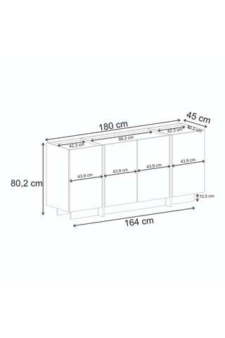 Console 4 portes - 180 x 45 x 80,2 cm