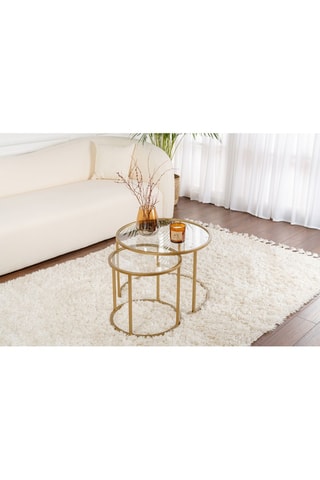 2 tables gigognes en verre Aurum - 42 x 39 x 42 / 60 x 43 x 60 cm