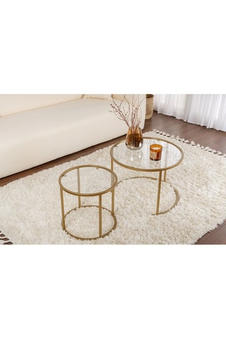 2 tables gigognes en verre Aurum - 42 x 39 x 42 / 60 x 43 x 60 cm