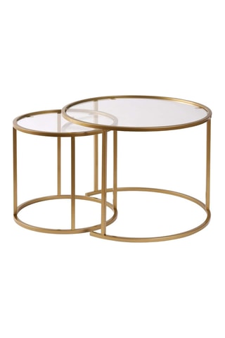 2 tables gigognes en verre Aurum - 42 x 39 x 42 / 60 x 43 x 60 cm