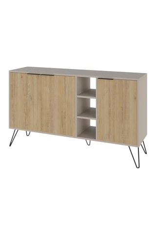 Buffet 3 portes Clara - Imitation bois et beige