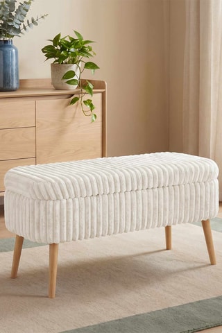 Banc-coffre - Blanc cassé - En lin