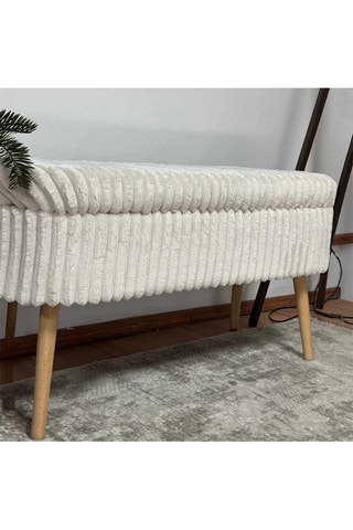 Banc-coffre - Blanc cassé - En lin