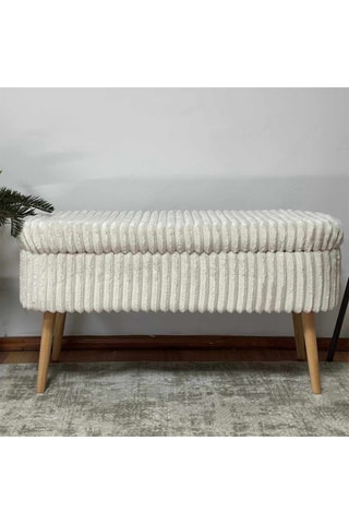 Banc-coffre - Blanc cassé - En lin