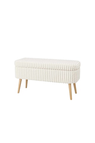 Banc-coffre - Blanc cassé - En lin