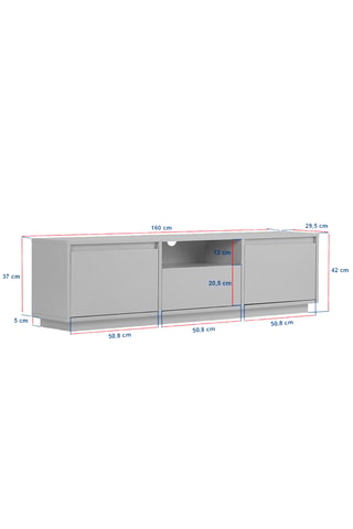 Meuble TV 3 abattants - 160 x 42 x 29,5 cm