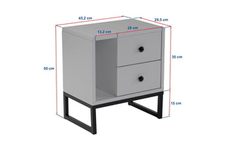 Table de chevet 2 tiroirs Glimmer - 45,2 x 50 x 29,5 cm