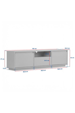 Meuble TV 3 abattants Sentinel - 160 x 42 x 37 cm