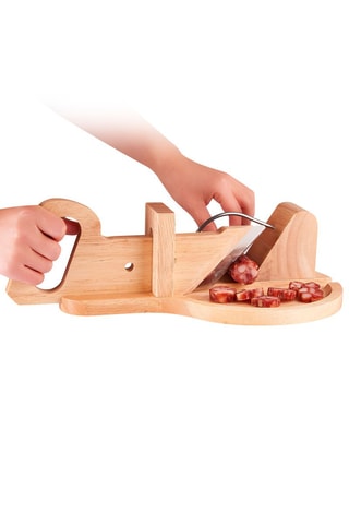Trancheuse à saucisson en bois et en acier inoxydable