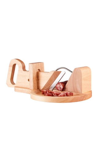 Trancheuse à saucisson en bois et en acier inoxydable