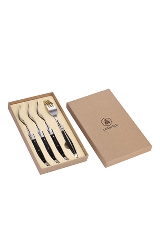 4 fourchettes en bois de pakka et acier inoxydable