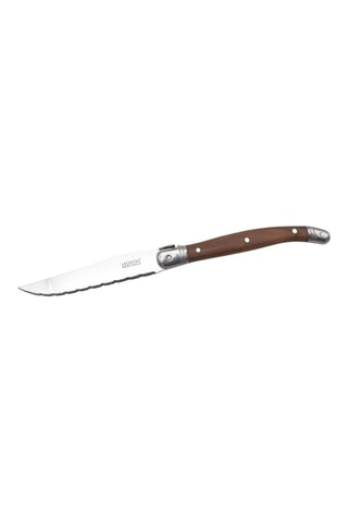 6 couteaux à steak en acier inoxydable et bois de noyer