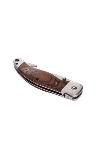 Couteau pliable en bois de pakka et coffret en cuir Heritage  - Naturel