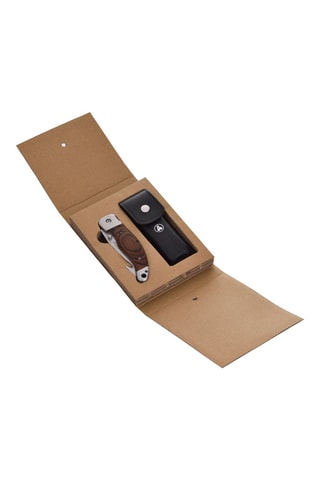 Couteau pliable en bois de pakka et coffret en cuir Heritage  - Naturel