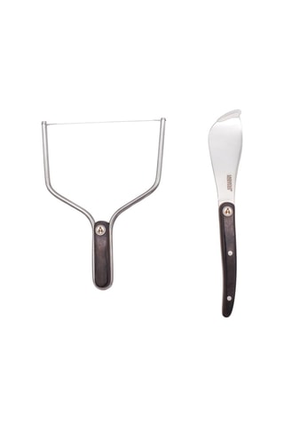 Lyre et couteau en acier inoxydable et olivier - 2 pièces