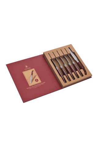 6 couteaux à steak en bois de pakka - 23 cm