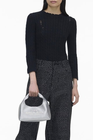 Sac à main en cuir Sack - Argenté et noir