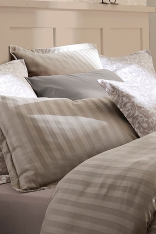 Taie de traversin en satin de coton 80 fils/cm² Damask Floralia - Taupe
