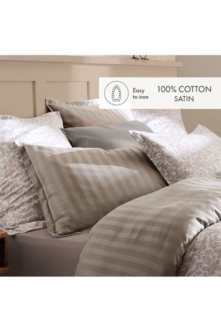 Taie de traversin en satin de coton 80 fils/cm² Damask Floralia - Taupe