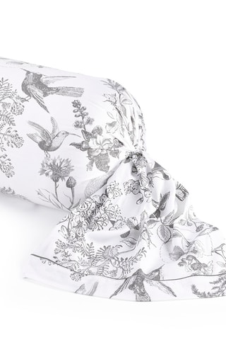 Taie de traversin en satin de coton 80 fils/cm² Colibri botanique - Noir et gris