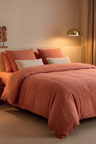 Taie de traversin en gaze de coton 85 fils/cm² - Terracotta