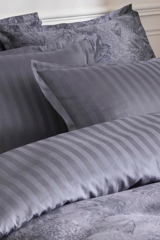 Taie de traversin en satin de coton 80 fils/cm² Toile Fleurie - Gris foncé