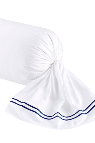 Taie de traversin en satin de coton 80 fils/cm² Nice - Bleu foncé et blanc