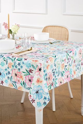 Nappe rectangulaire anti-tâche Bouquet fleuri - Multicolore - 140 x 250 cm