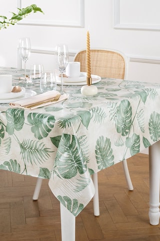 Nappe rectangulaire anti-tâche Forêt de feuilles - Taupe - 140 x 250 cm