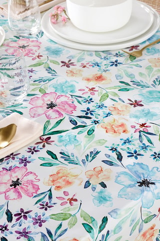 Nappe rectangulaire anti-tâche Bouquet fleuri - Multicolore - 140 x 250 cm