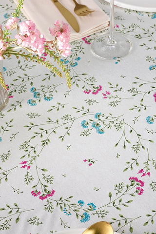 Nappe rectangulaire anti-tâche Pré de fleurs - Blanc cassé